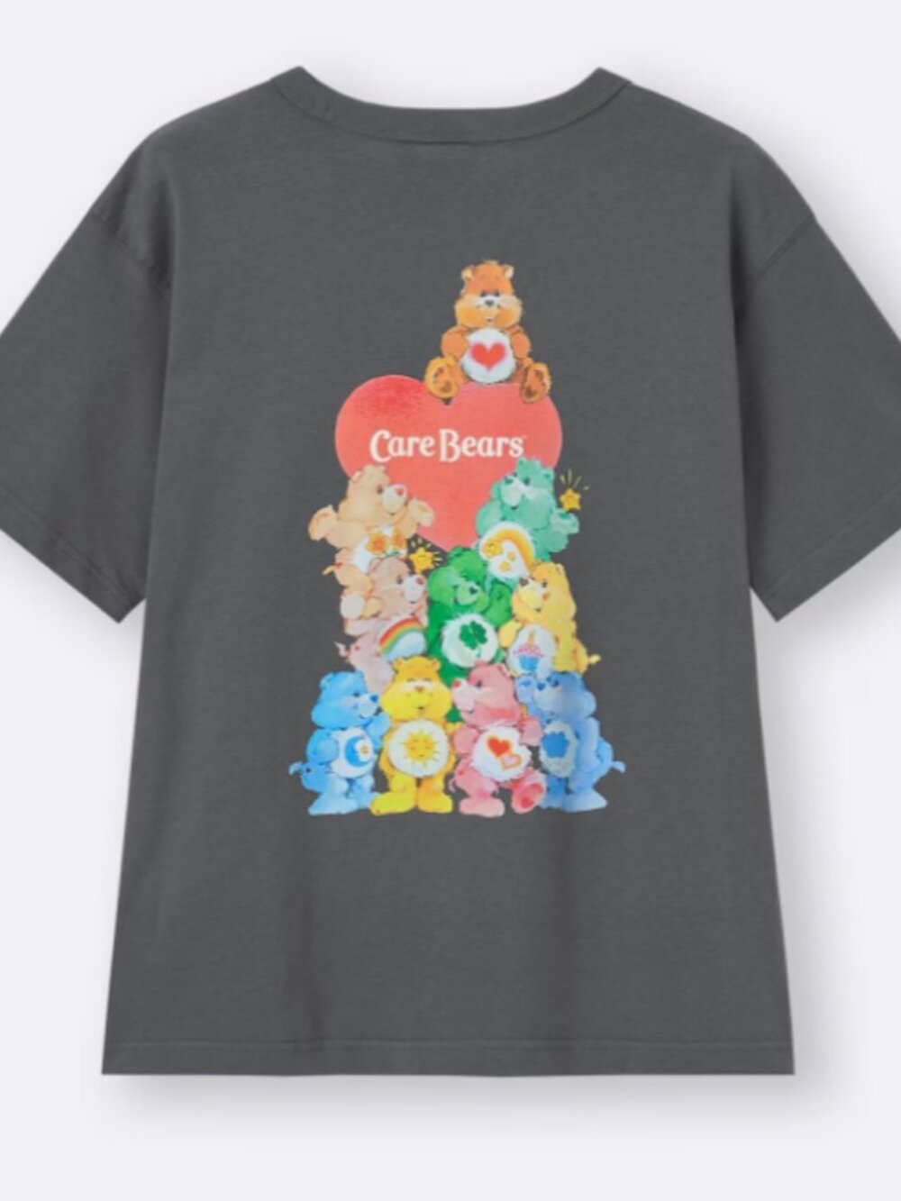 GU (Uniqlo) Carebears Graphic Short Sleeve T-shirt in Dark Gray